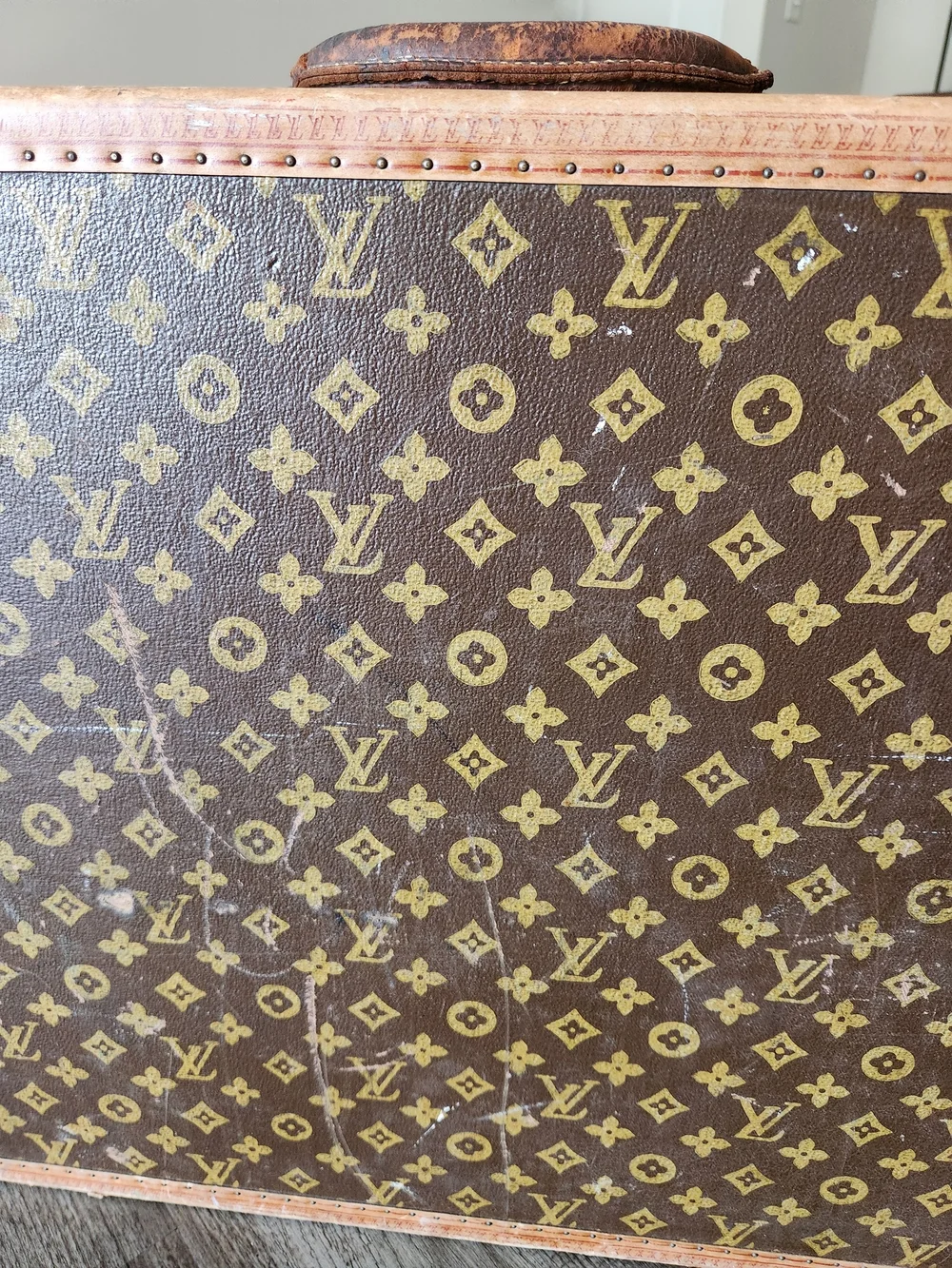 Louis Vuitton Brown Monogram Travel Trunk Panel with Gold Motif